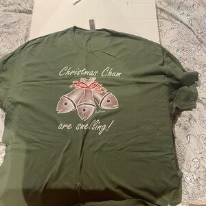Green and Olive Colorful Christmas T-Shirts with Fish Graphic